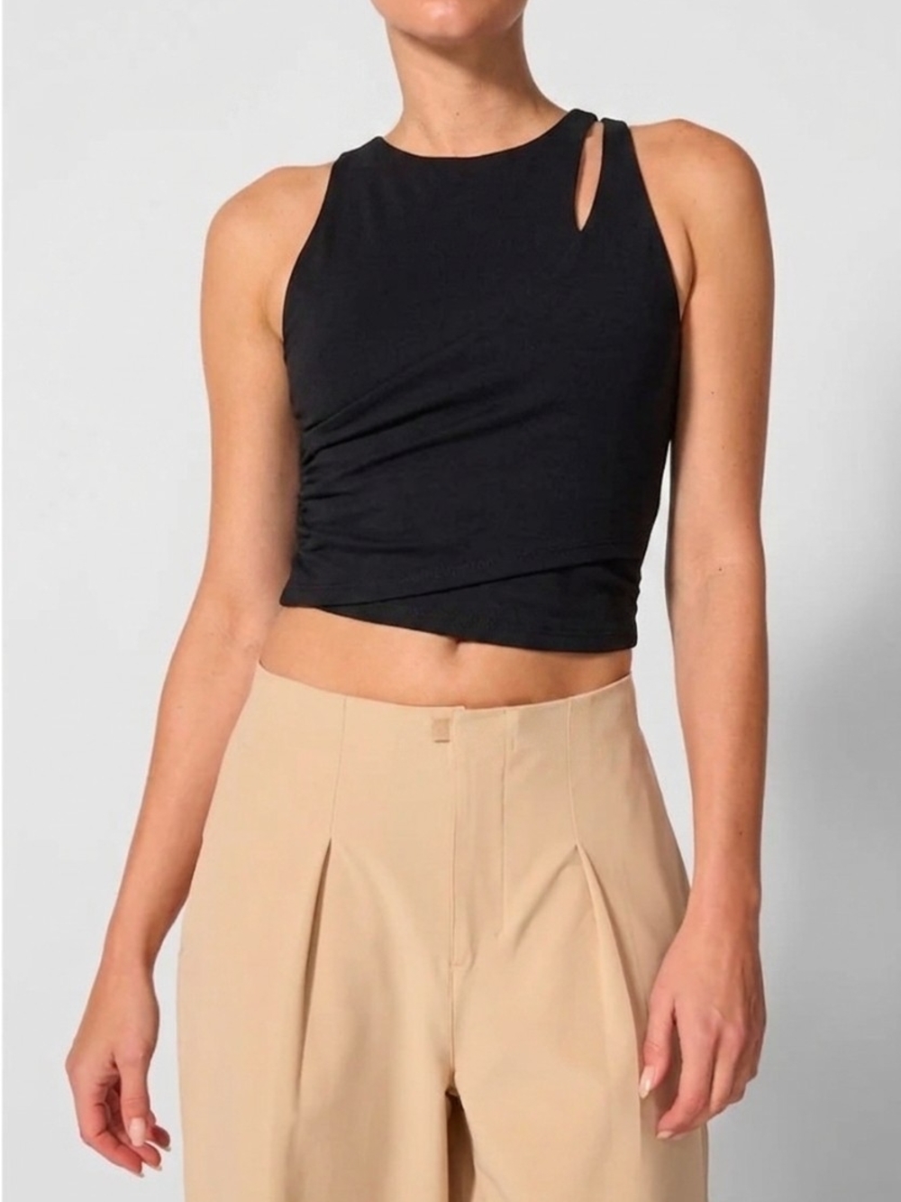 MPG Black Asymmetric Strap Crop Top
